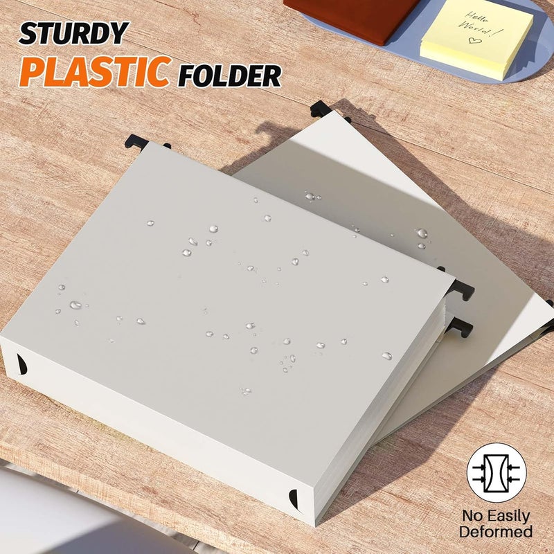 SHUTEX Extra Capacity Plastic Hanging File Folders,12 Pack Reinforced Hang Folders,Heavy Duty 2 Inch Expansion,Plastic Filing Cabinet Folders,Letter Size,Designed for Bulk Files, Medical Charts,Grey - Image 2